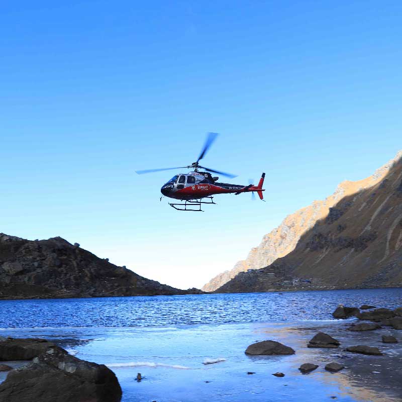 Simrik Air hovering around Gosainkunda